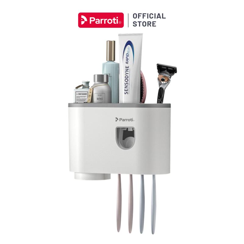 Bộ Nhả Kem Đánh Răng Đựng Bàn Chải Nhà tắm Toilet bộ 1 cốc Parroti Morning MN11