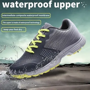 New Men Waterproof Golf Shoes Spikes Golfing Sneakes for Men Outdoor Quality Golf Sneakers Anti Slip Walking Footwear Male 7 Spikes Golf Trainers