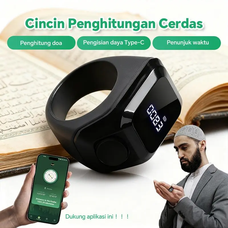 Cincin Pintar Penghitung Multifungsi dengan Pengingat Waktu dan Display Digital
