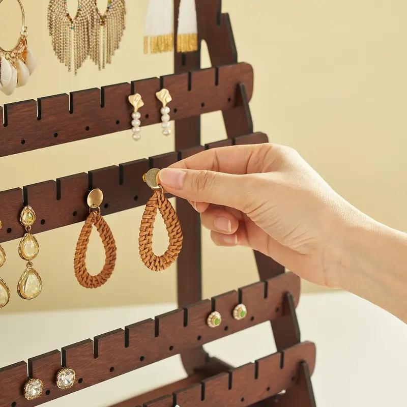 Product Introduction of Earring Display Stand, Wooden Earring Display Rack, Large Capacity Earring Storage Rack, Earring Organizer for Home & Jewelry Store 12