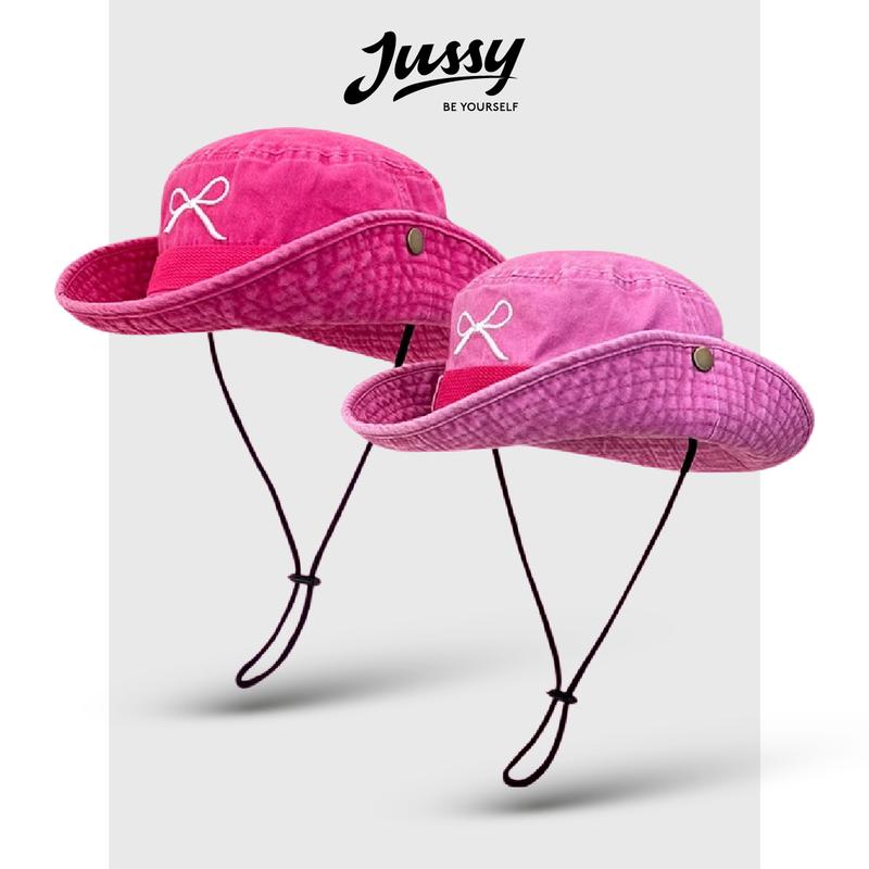 Mũ Bucket Jean Denim JB40 Jussy Official Nơ Hồng Xinh Xắn Cho Nữ Kiểu Nón Tai Bèo Nam Nữ Form Unisex Màu Hồng Hot Trend Hat Cap Women
