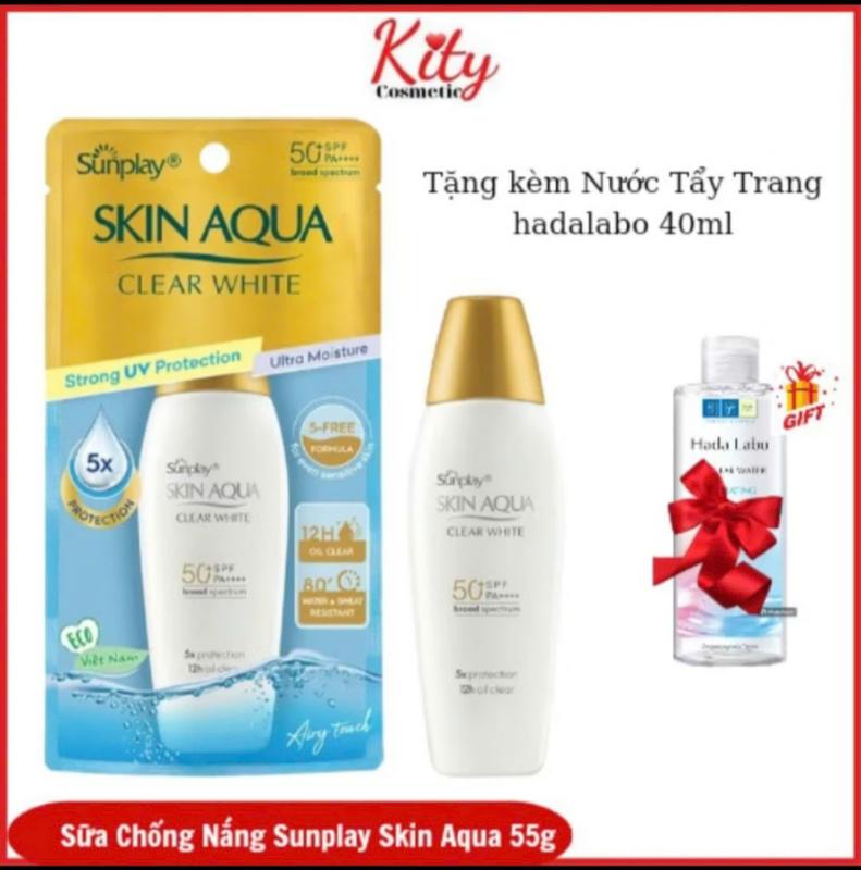 Sữa Chống Nắng Nắp Vàng Dưỡng Da Trắng Mịn Sunplay Skin Aqua Clear White SPF50+ PA++++ (55g)