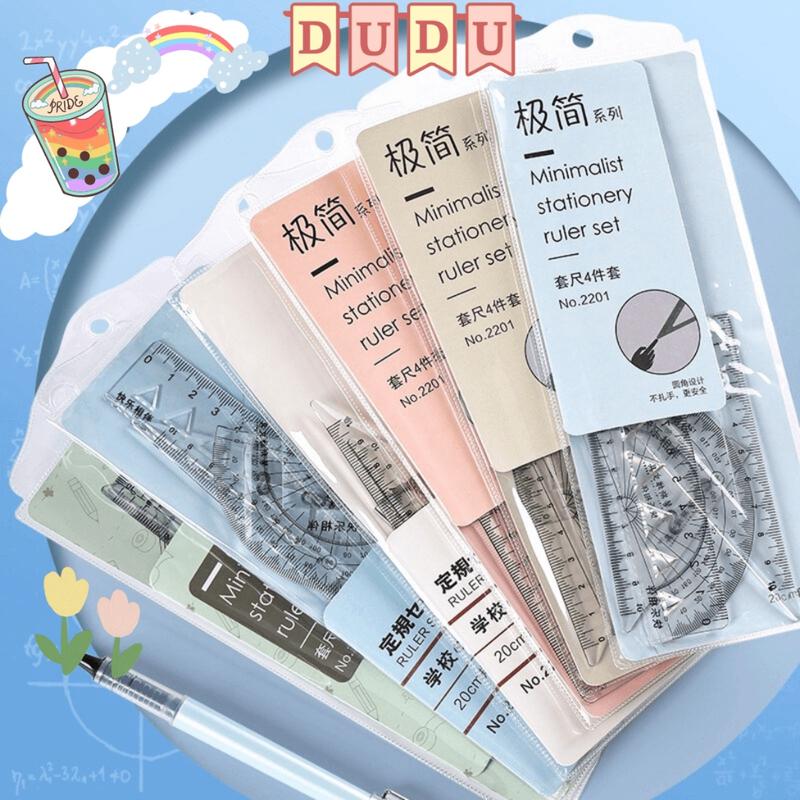 Bộ thước kẻ, thước đo độ, eke cho học sinh CHUYÊN DỤNG -bộ dụng cụ học tập 4 chiếc - Trong suốt, dễ nhìn và đo chính xác