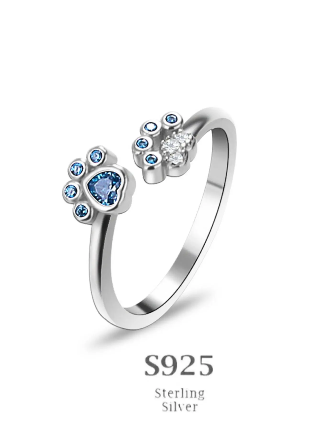 S925 Sterling Silver Ring, Cat Paw Design Open Ring for Women & Men, Trendy All-match & Exquisite Jewelry for Birthday Gift, with Box, 925 Silver Rings, Unique Gifts for Women