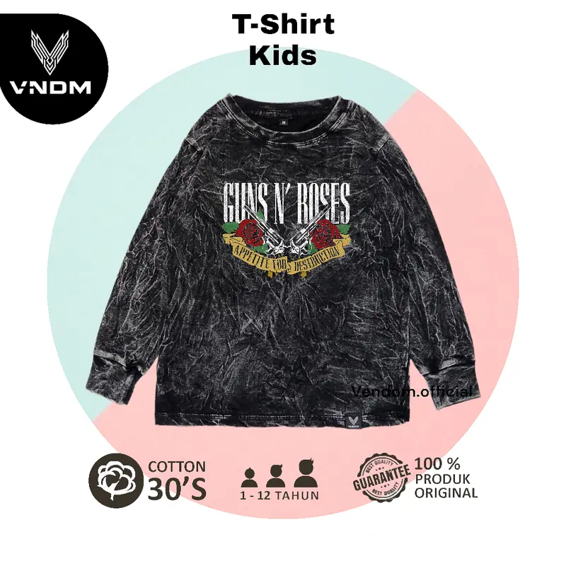 Vendom Kids Baju Kaos Anak Washet LakiLaki / Perempuan Unisex Umur 1-12 Tahun Bahan Cotton 30S Lengan Panjang Laki-Laki 3