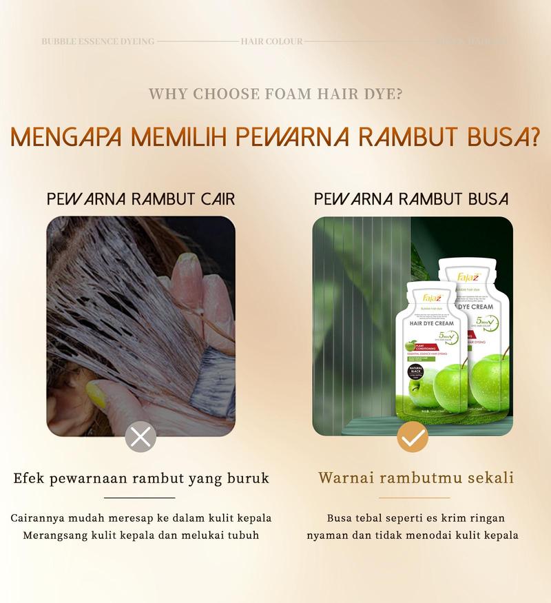 Product Introduction of 【FAJAZZ+Masker rambut gratis】150ML/5PCS  Pengoperasian sederhana, penyimpanan mudah, pewarna rambut beraroma, pewarna rambut jenis gelembung. 10