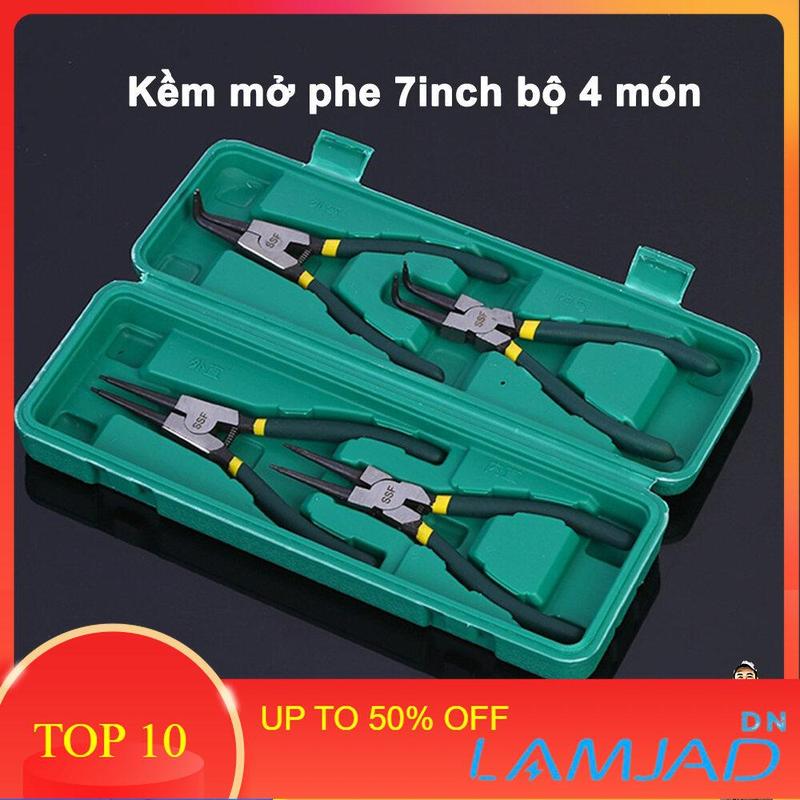 bộ 4 kìm mở phe, Bộ kìm mở phanh kềm phe cong, thẳng, ra vào và lò xo  - LAMJAD STORE