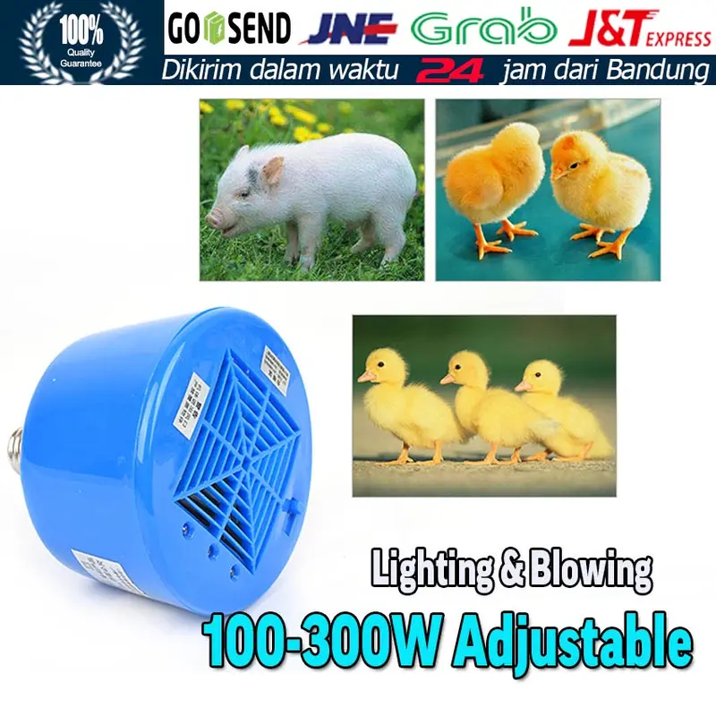 Adjustable 100-300w Lampu Pemanas Penghangat untuk Hewan Peliharaan Ayam Reptile Kura Torto Kadal 0