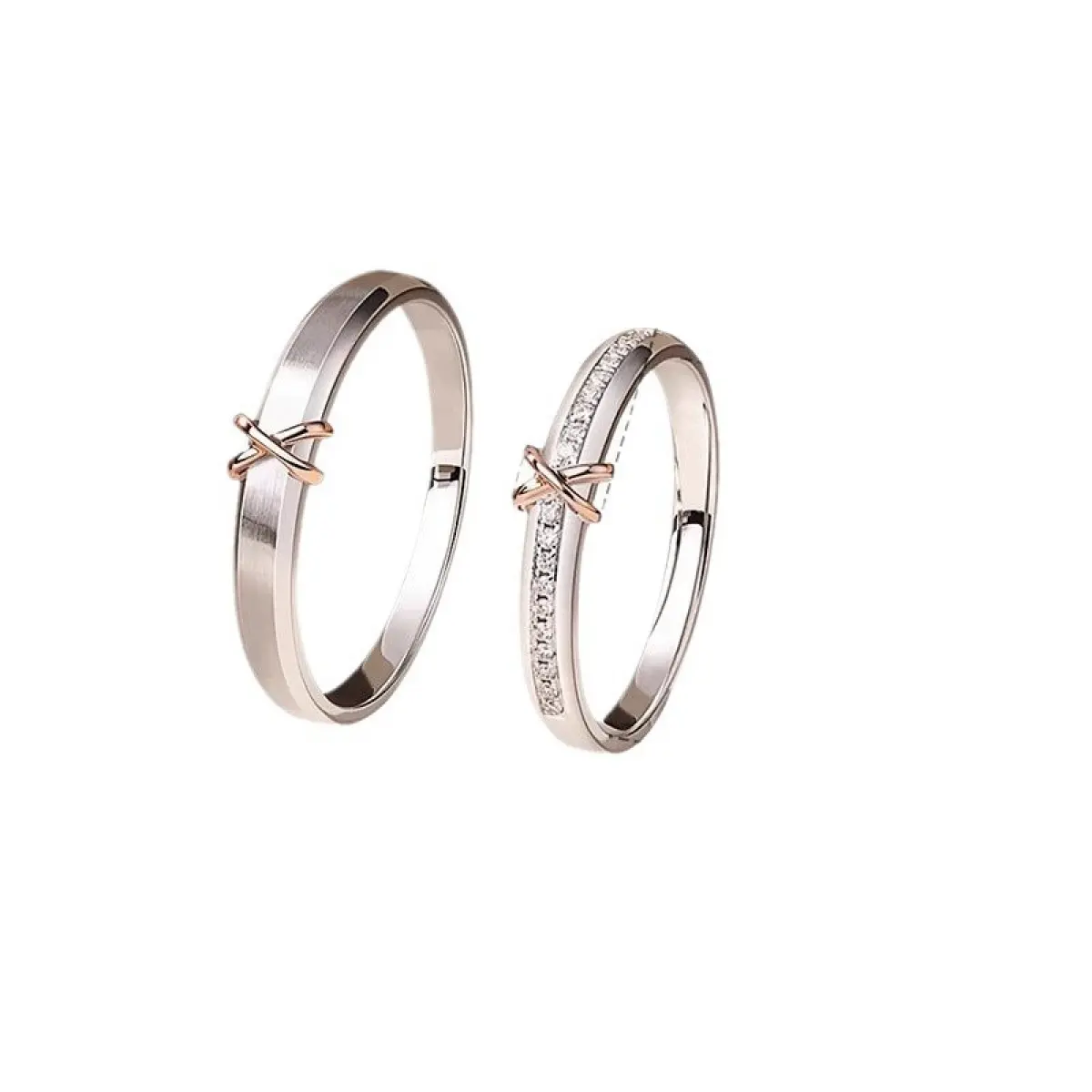 2pcs His and Hers Wedding Ring Sets Couples Engagement Rings Women and Men 925 Sterling Silver AAA Cubic Zirconia Eternal Heart Knot Couple Rings