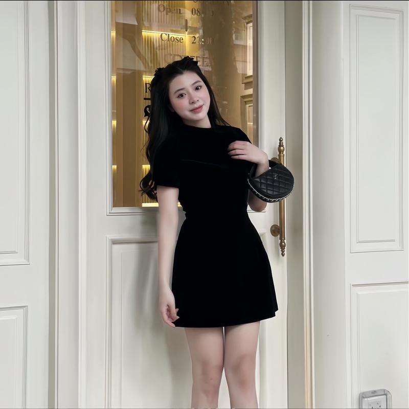 Váy nhung tay hến dáng basic by Trang Mun B68 Nữ Khuy