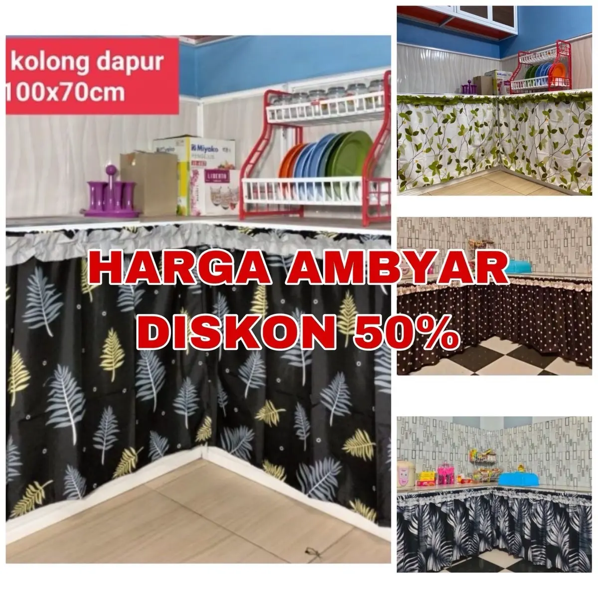 GORDEN TIRAI KOLONG DAPUR MURAH BONUS TALI MOTIF TERLATIS