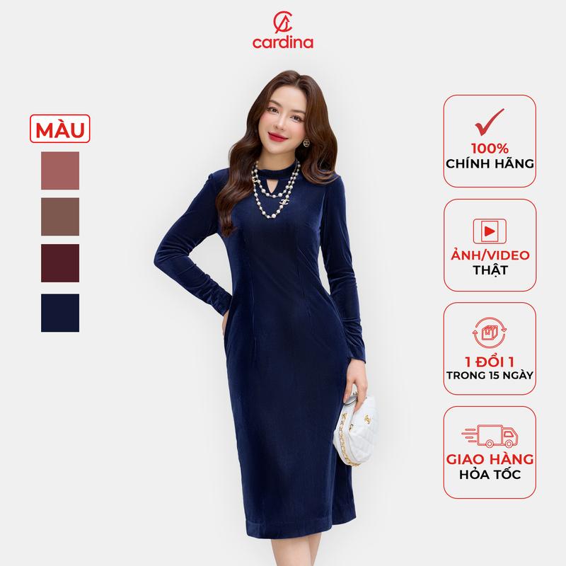 Đầm nhung tăm nữ CARDINA chất liệu co dãn thoải mái phom ôm tôn dáng trẻ trung Y25 4VOL01