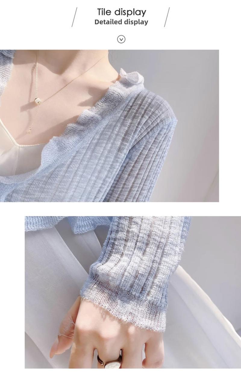 Product Introduction of Áo Cardigan Dệt Kim, Chống Nắng, Áo Cánh Che Kín Ngoài Mỏng Cho Nữ, Khăn Choàng Mùa Hè, Áo Khoác Vai Nhỏ Bằng Lụa Lạnh 3