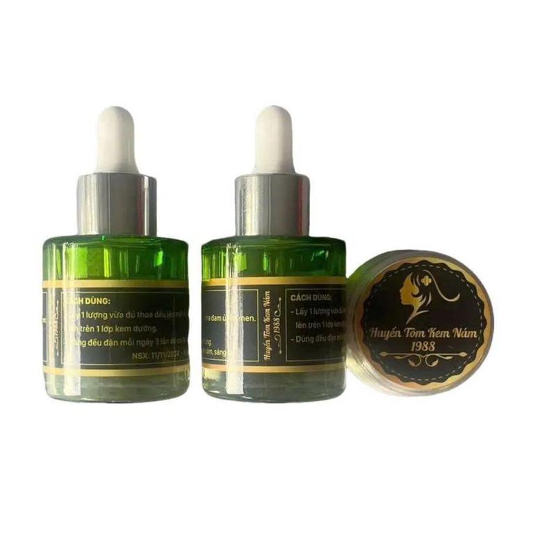 2 CHAI SERUM + 1 KEM (Huyền Tôm Kem Nám 1988) dưỡng da mờ thâm nám tàn nhang đồi mồi , da thâm mụn da sần chai lì ,hổ trợ làm đẹp da giúp da mặt căng bóng sáng hồng . Skincare