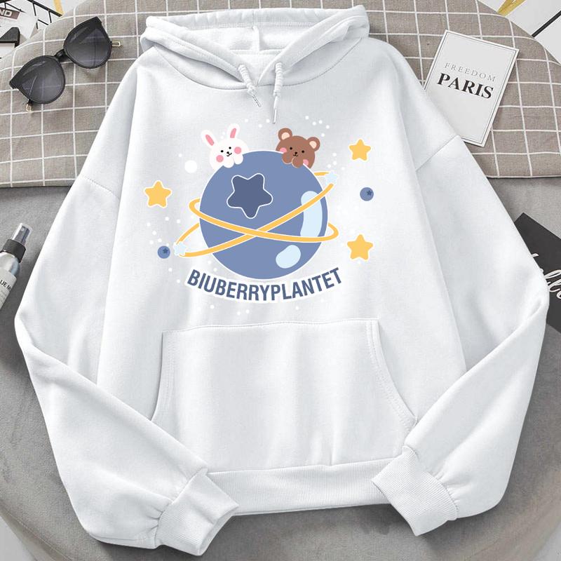 ÁO KHOÁC HOODIE NỈ UNISEX BLUE BERRY PHOM DÀNH CHO CẢ NAM VÀ NỮ Menswear Dài Tay Trắng