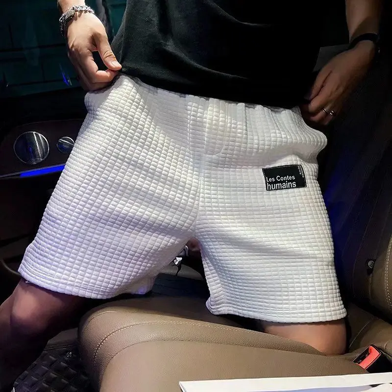 Fashion Waffle Short Pants for Men Summer New Trend Street Korean Version Versatile Design Sense Casual Sports Five-point Pants