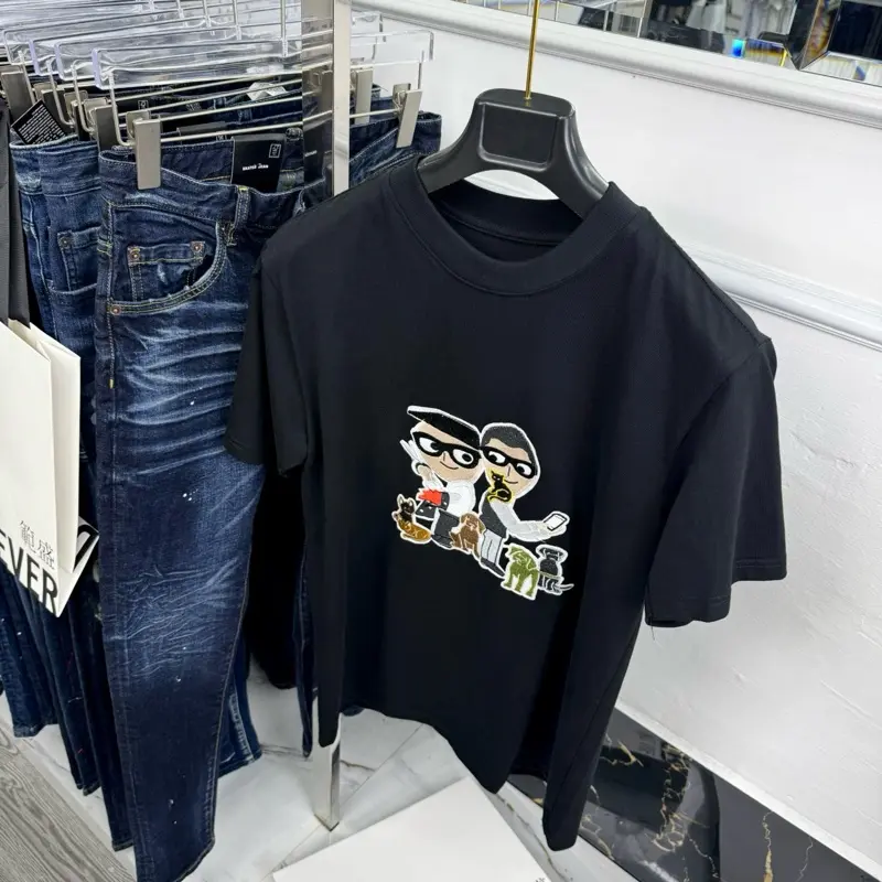 (Phông Siêu cấp) Thêu Hình (3DDDDDDDDDDDDDDDD) Cao Cấp Nam Nữ Đen Trắng 260GSM Cotton Lạnh Độ Sắc Nét 6