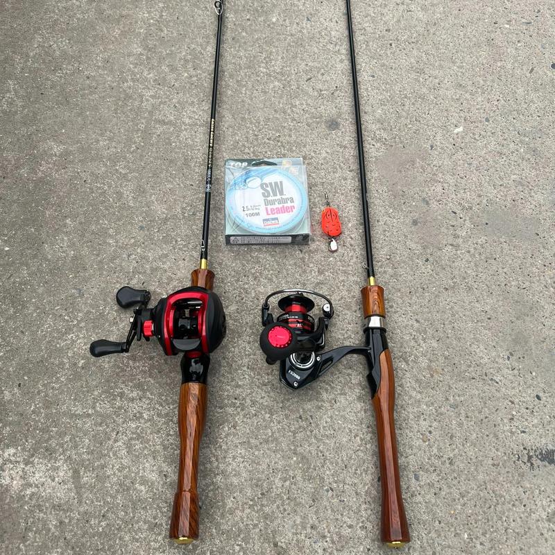  Combo Bộ Cần Câu Cá UL Cán Bóng Có Bộ Máy Đứng Và Bộ Máy Ngang  Kèm Phụ Kiện Dù Và Nhái Hơi Fishing Bắt Cá 