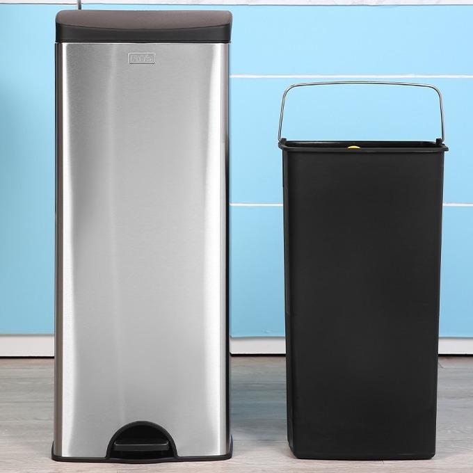 Thùng rác inox FITIS đạp vuông lớn 22L dùng trong nhà bếp phòng khách văn phòng