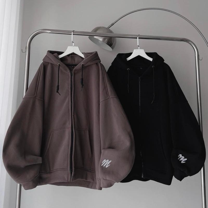 Áo khoá nỉ form rộng nam nữ unisex áo khoắc hoodie mũ 2 lớp Jearimi