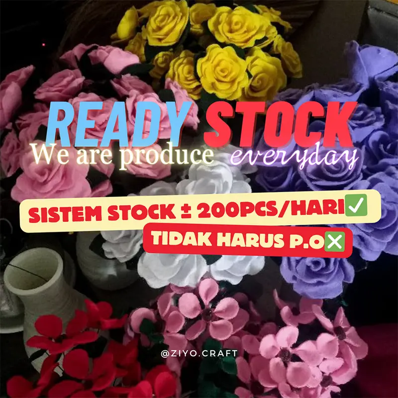 Bunga Mawar Flanel / Rose Flanel satuan 4
