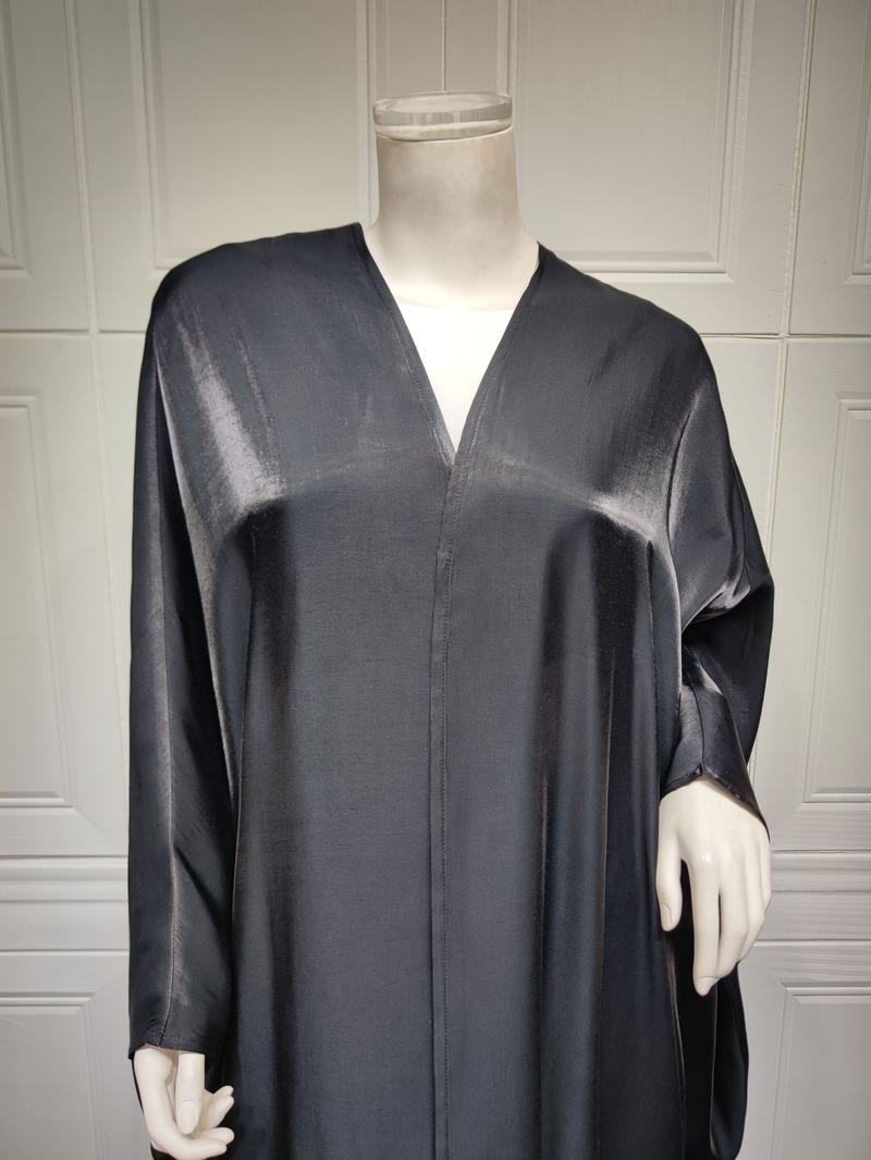 Product Introduction of 1pcs new solid color plus size ladies dress Muslim fashion bat sleeve robe 28