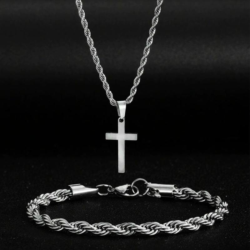 Product Introduction of dark bracelet necklace ring three-piece cold boys hip hop bracelet fashion accessories 5