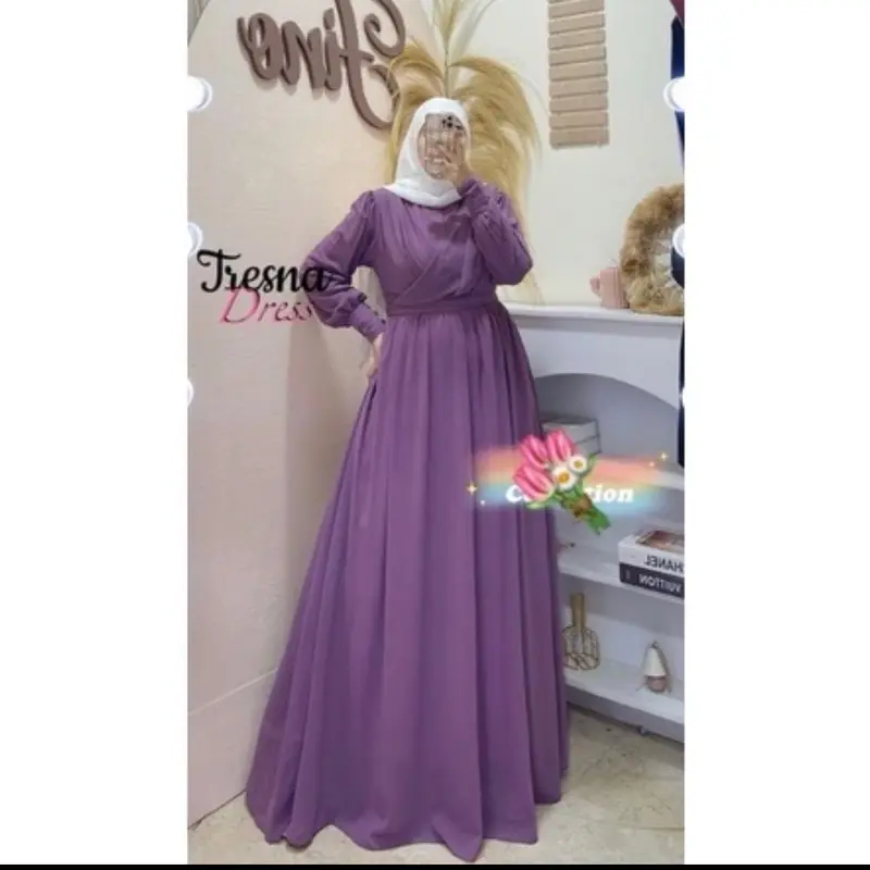 Tresna Dress, Gamis Ceruty Babydoll Premium, Full Furing, Busui/Freindy 8