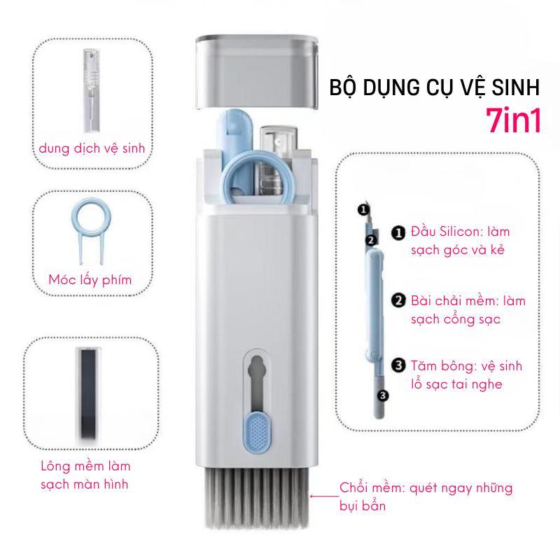7in1 - Bộ vệ sinh đa năng Laptop, Bàn phím, Tai nghe, Máy ảnh thiết kế nhỏ gọn, nhiều mục đích sử dụng Camera