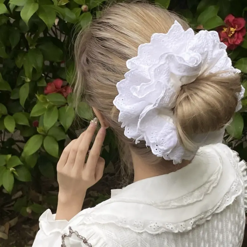 Dây Buộc Tóc Ren Lớn, Phong Cách Cùng Của Zhao Lusi, Bốn Lớp, Scrunchie Rỗng Lãng Mạn Kiểu Pháp, Dây Buộc Tóc, Phụ Kiện Tóc