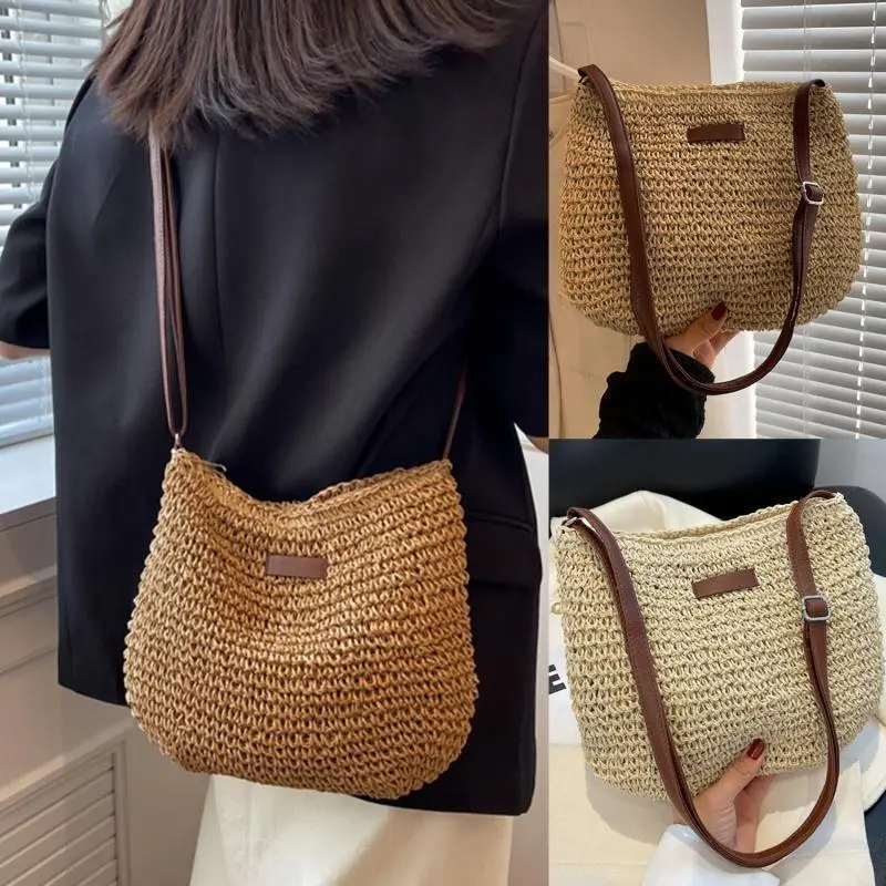 Dumpling Bag Ladies Fashion Summer Straw Sports bag Beach Shopping Woven Shoulder Handbag Messenger Purses For Women Bags