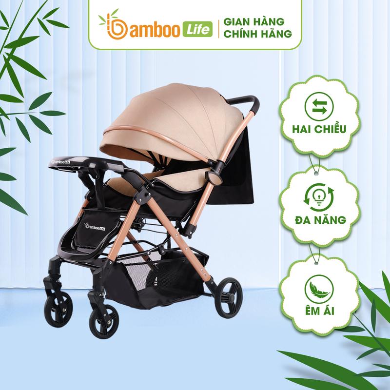 Xe đẩy 2 chiều cho bé Bamboo Life BL134 cao cấp có thể gấp gọn an toàn cho bé đa năng tiện dụng cho mẹ bánh xe cao su, xe đẩy cho trẻ sơ sinh