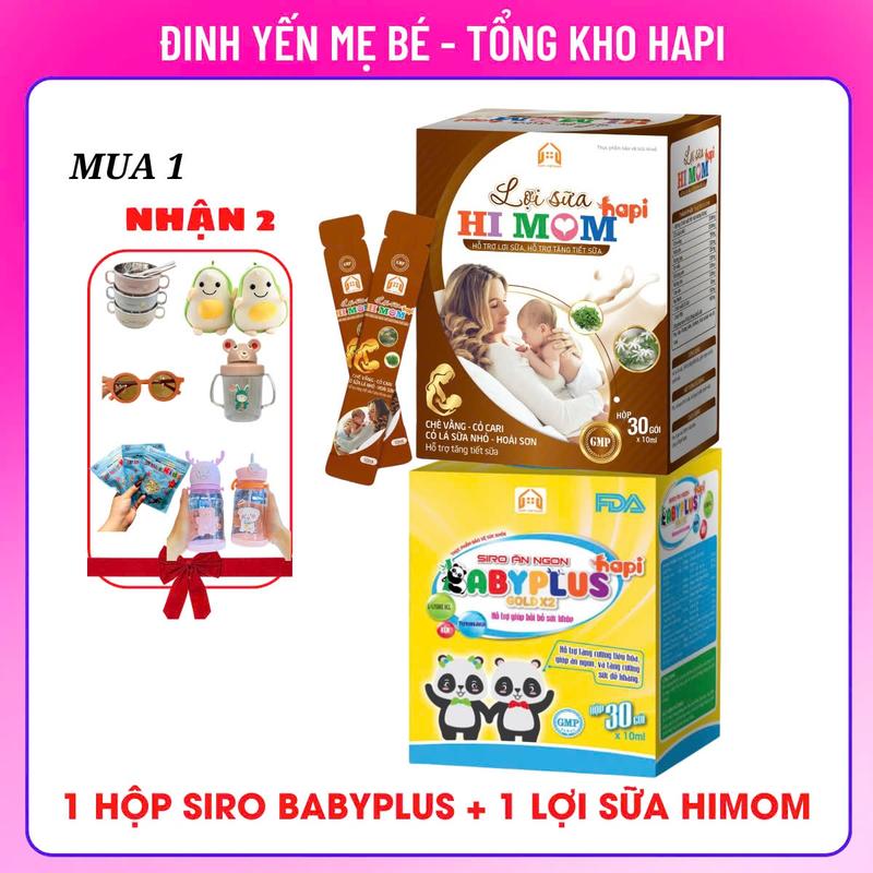 COMBO SIRO BABYPLUS VÀ LỢI SỮA HI MOM NHIỀU SỮA ĐẶC SỮA Vitamin Men Vi Sinh