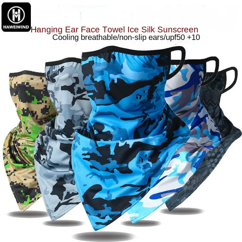 Summer Ice Silk Neck Gaiter - UV Protection Face Cover, Motorcycle Bandana, Lightweight Cycling Scarf, Breathable Ear Loop Neck Wrap for Outdoor Sports