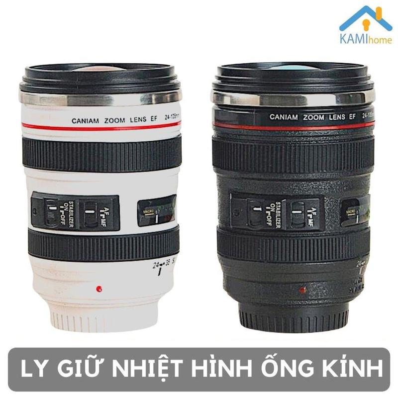 Ly giữ nhiệt inox 400ml Hình Ống kính máy ảnh uống cà phê và nước nóng lạnh mã 22017 binh giunhiet