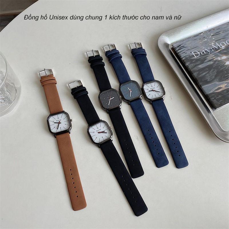 Đồng hồ nam nữ unisex Rosivga R58 mặt số vạch kim đỏ hiện đại cá tính 