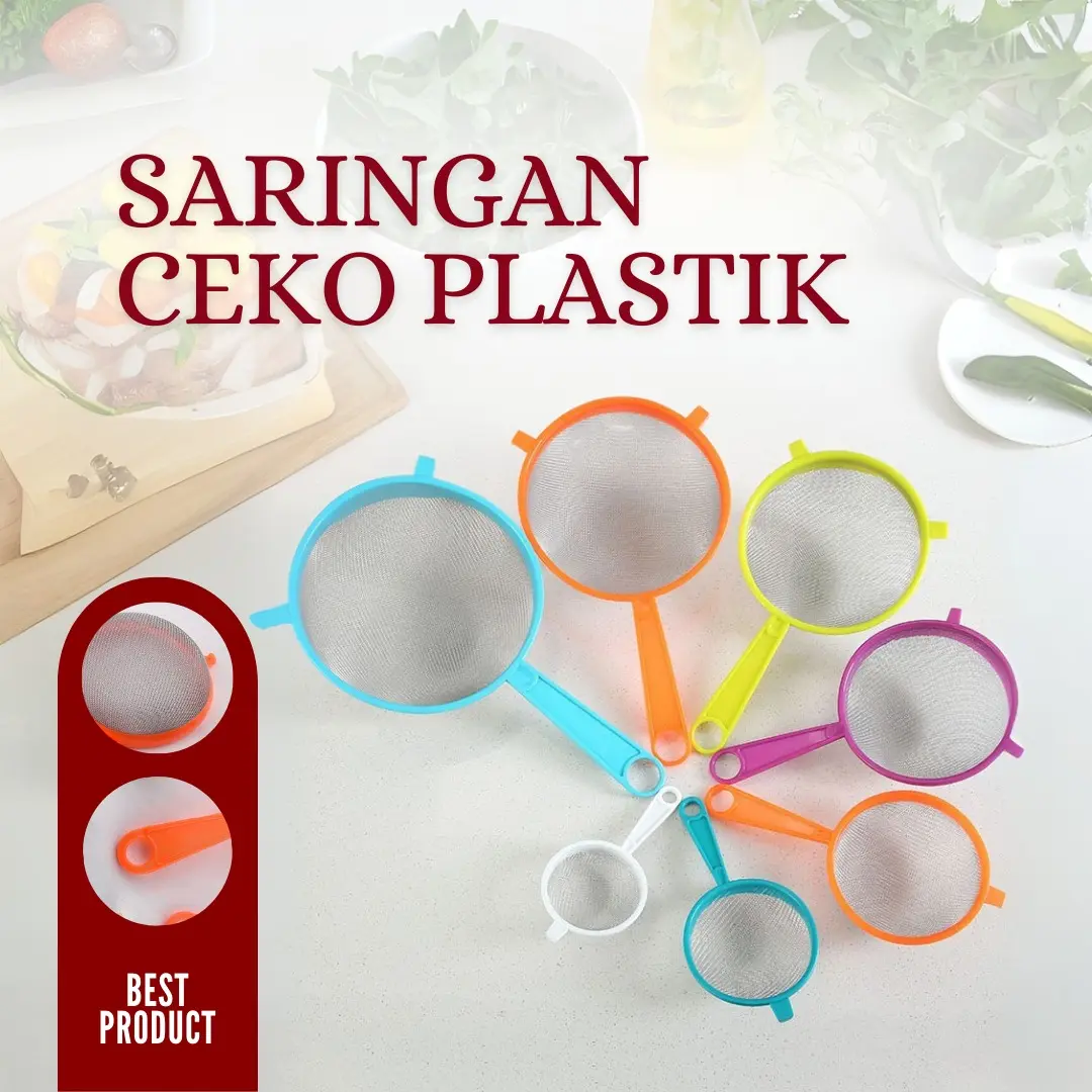 Saringan Gagang Plastik Warna Pastel Mpasi Teh Kopi Ayakan Tepung Saringan Minyak Berkualitas Premium