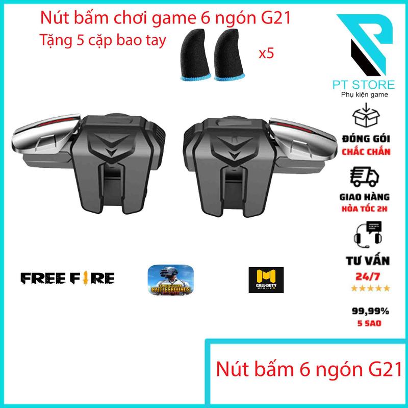 [SIÊU PHẨM 6 NGÓN] Nút Hỗ Trợ Chơi Game PUBG Mobile, FF, COD... 6 Ngón G21 phiên bản mới 2024