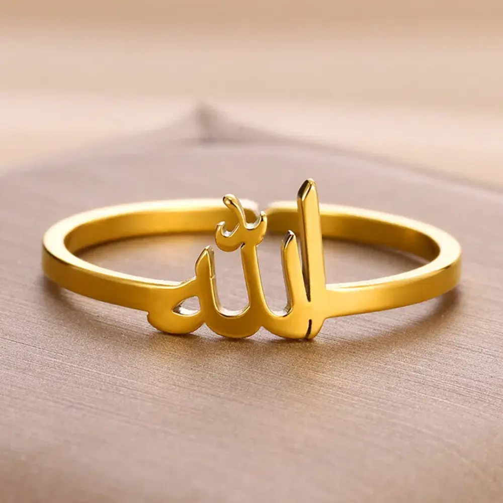 Arabic Love Letter Open End Ring Rings For Women Men Stainless Steel Gold Color Adjustable Ring Jewelry Gift