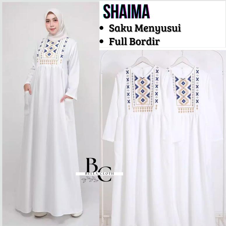 Ramadhani Dress-Gamis Putih Bordir Wanita Korea Terbaru Lebaran 2024 Baju Muslim Long Dress Gamis Umroh Ihrom Basic Umroh Gamis Putih Wanita Remaja Jumbo Baju Kondangan Simpel Korea Gamis dress putih korea muslim Busui Busana Muslim Syari Panjang