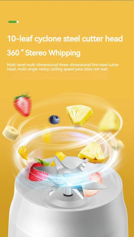 Product Introduction of Portable Wireless Blender Electric Fruit Juicer Machine For Orange Ice Crushing 10 Blades Auxiliary Food Machine 1500mA Mixer juiceblender fruit blender 20