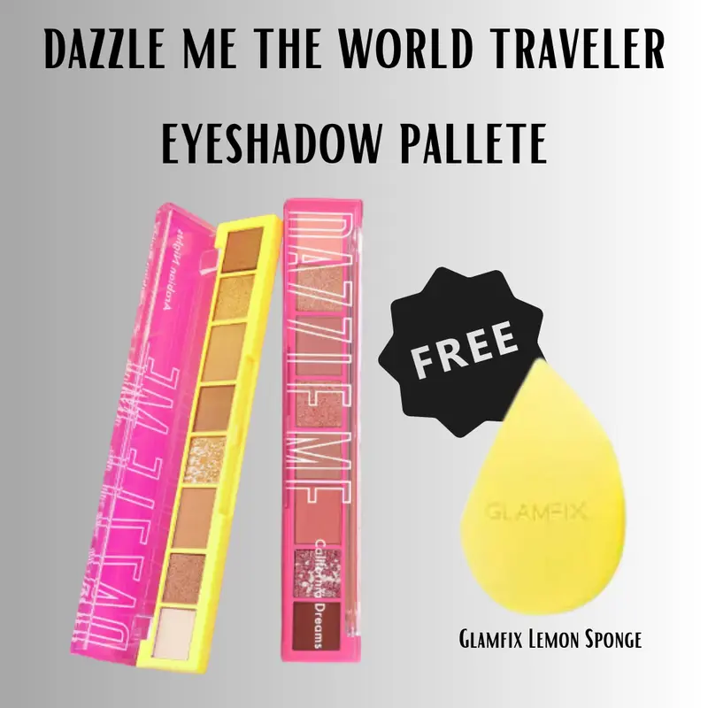 [NEW] DAZZLE ME The World Traveler Eyeshadow Palette | BPOM 8 warna Natural Matte Satin Glitter High Pigment Long Lasting Smooth 0