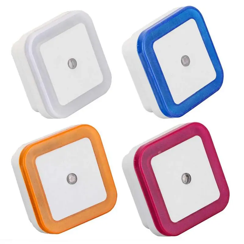 Lampu Tidur Kamar LED Otomatis Sensor Cahaya Colok Listrik Dinding Persegi Plastik Dekorasi Ruangan Night Lamp HM005 - XOBOX 4