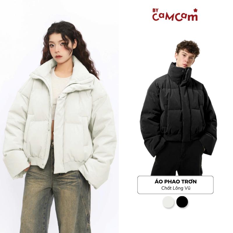 Áo PHAO TRƠN Bycamcam Unisex Form Rộng Dày Dặn Mềm Mịn Siêu Ấm Mùa Đông 2024
