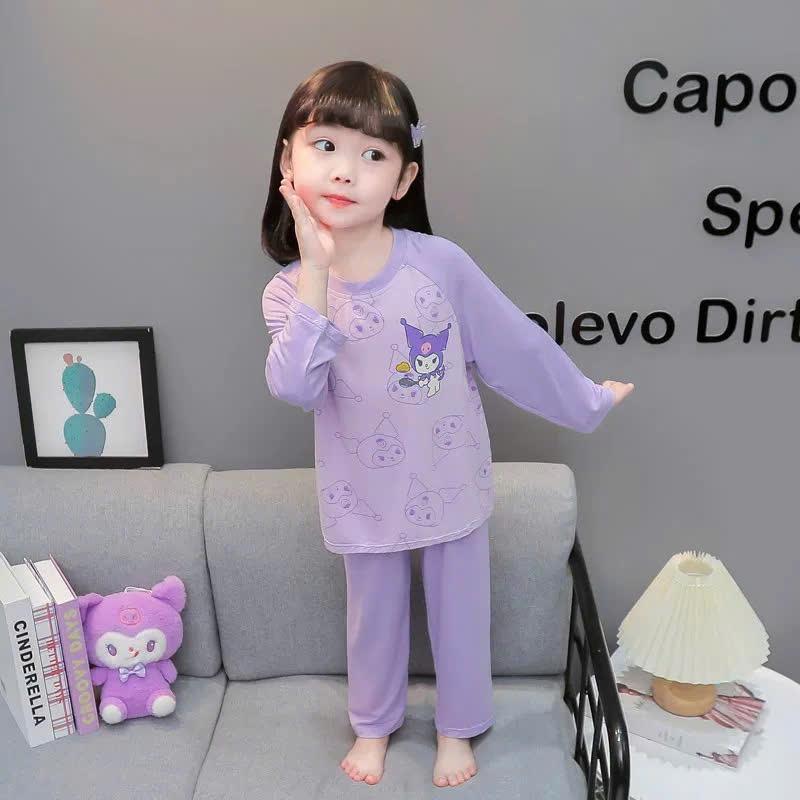 Bộ Đồ Ngủ Bé Gái Modal Xuân Thu Công Chúa Dễ Thương Bé Mỏng Phù Hợp Với Mùa Thu Tay Dài Trẻ Em Nhà Quần Áo Kuromi 2024 đồ  bộ  caro  cho  bé  gái bộ  legging  cho  bé  gái set chobe gai xinh