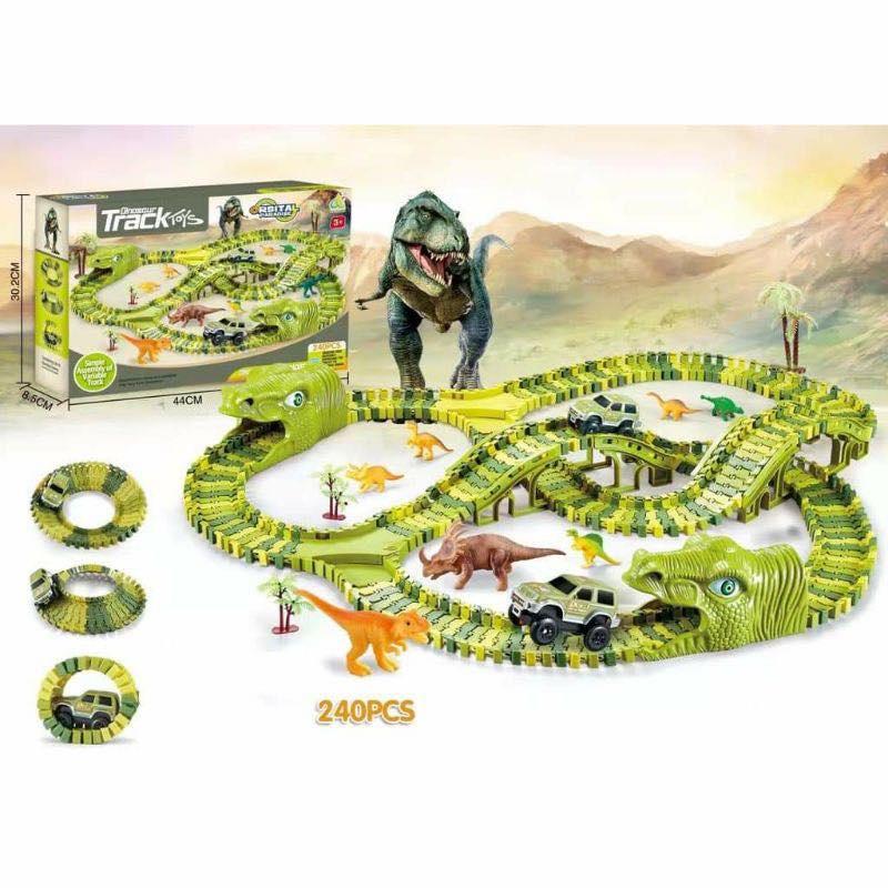 Bộ lắp ráp đường đua ô tô khủng long , đồ chơi lắp ghép đường ray cỡ lớn cho bé