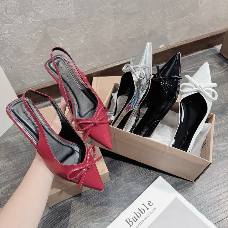 Sandal mũi nhọn nơ xinh đế bệt 0