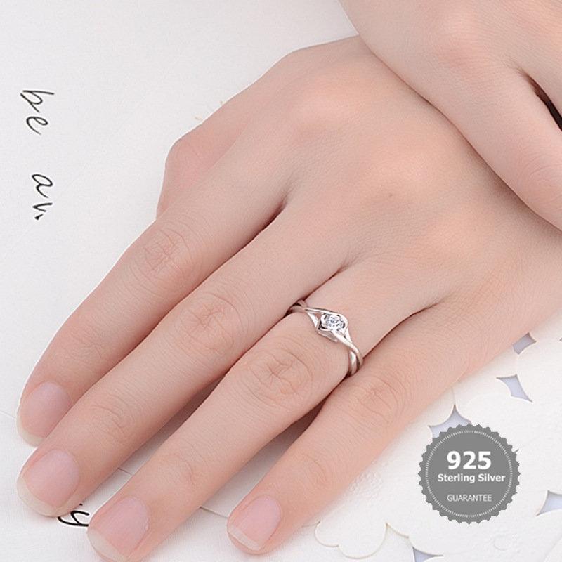 Nhẫn Đơn Giản Bạc S925 Nhẫn Hở Họa Tiết Khảm Siêu Nhỏ Thời Trang Sáng Tạo Bán Buôn 1