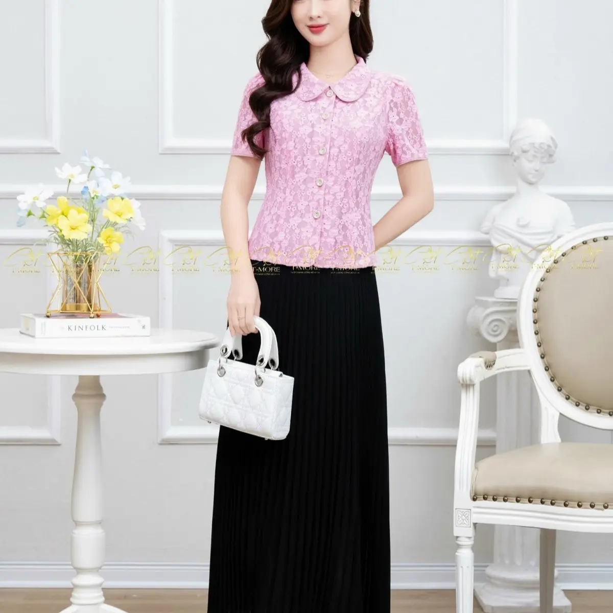 Áo Ren Cổ Sen Nữ Cao Cấp Thời Trang Kim Dung