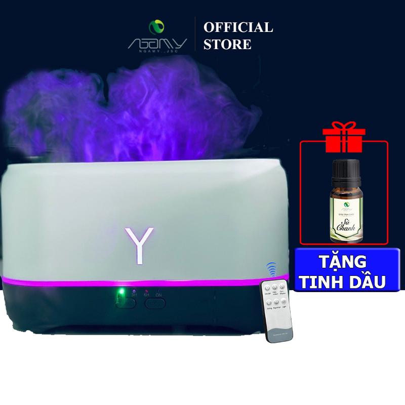 Máy Xông Tinh Dầu Ngọn Lửa Chữ Y Phun Sương Dung Tích 200ml Chế Độ Hẹn Giờ, Đèn Led 7 Màu, Tạo Độ Ẩm, Máy Khuếch Tán Tinh Dầu, Phun Tinh Dầu
